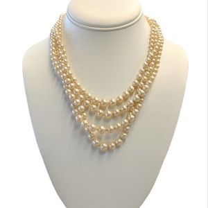 Vintage Faux Pearl Multi Strand Collar Necklace